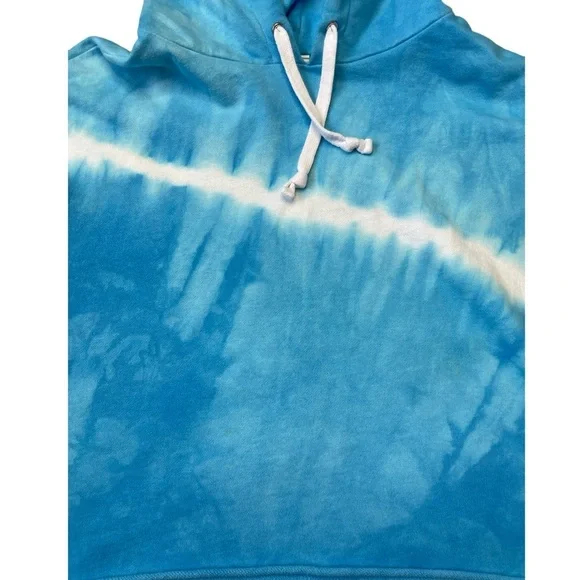GAP Tie-Dye Cropped Raw Edge Blue White Hoodie Sweatshirt – Size Small - Picture 8 of 13